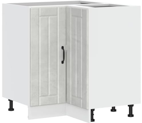 mtlskopl Eck Küchen-Unterschrank Lucca Betongrau 75,5x75,5x81,5 cm aus Holzwerkstoff mit verstellbaren Füßen, starker Stauraum, Modernes Design für Küche Esszimmer Gäste-WC