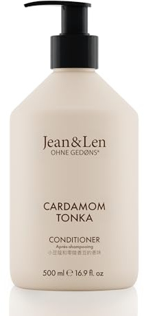 Jean & Len Conditioner Cardamom & Tonka, pflegt die Haare intensiv, mit Feuchtigkeitskomplex, sanft-würziger Duft von Kardamom & Tonka, Spülung ohne Parabene und Silikone, 500 ml