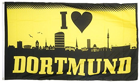 Flaggenfritze Fahne/Flagge I Love Dortmund + gratis Sticker