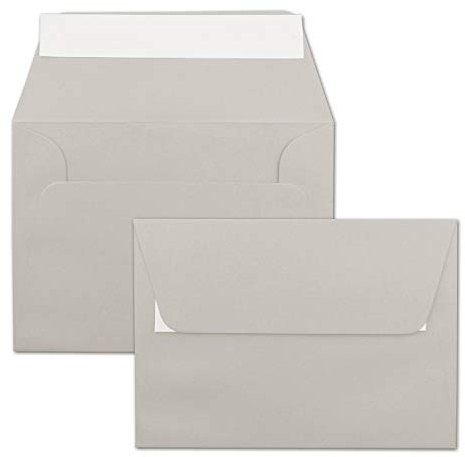 25x Briefumschläge Hell-Grau DIN C6 Format 11,4 x 16,2 cm - Haftklebung - Kuverts ohne Fenster - Weihnachten, Grußkarten & Einladungen - Für A6 & A4 Papier