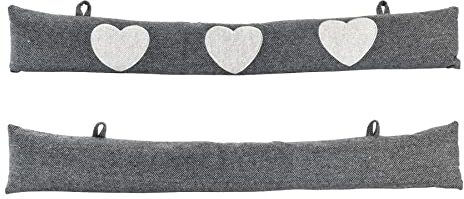 Nicola Spring Draught Excluder Set - 78.5cm - Heart - Pack of 1 - Herringbone Indoor Decorative Wind Stopper Home Interior Air Strip Wind Seal Window Draft Snake Sound Blocker for Home, Office Doors