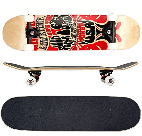 FunTomia Skateboard mit ABEC-9 Kugellager Rollenhärte 100A und 100% 7-lagigem kanadisches Ahornholz Skate Board mit Kicktail