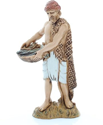 Moranduzzo Fischverkäufer für Krippe 10 cm Maßstab 1:20 - Unzerstörbare Krippenfiguren - Arabischer Stil, Handbemalt, Offizielles Produkt, Hergestellt in Italien, Bildhauer M. Landi