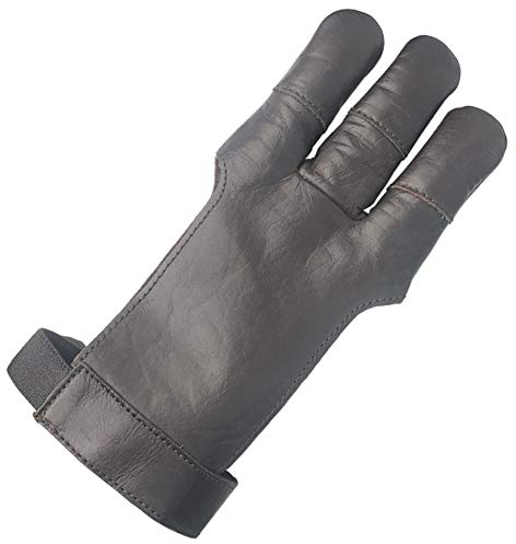 longbowmaker dunkelbrauner Bogenschießen Handschuhe 3 Finger Leder Schießhandschuh Kinder Bogensport AG300S