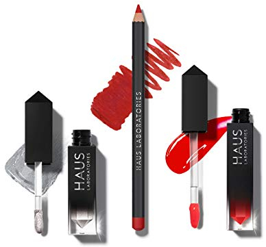 HAUS LABORATORIES By Lady Gaga: HAUS OF COLLECTIONS | Make-Up-Set Mit Tasche, Flüssigem Lidschatten, Lipliner-Stift Und Lipgloss In 9 Sets, Vegan Und Tierversuchsfrei | 3-Teiliges Spar-Set