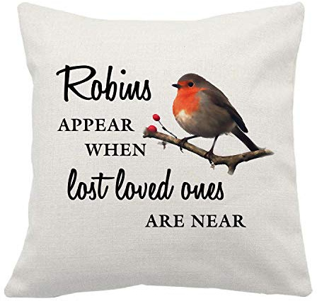 Artylicious Christmas cushion Cover - Robins appear when lost loved ones are near, memorial christmas ushion