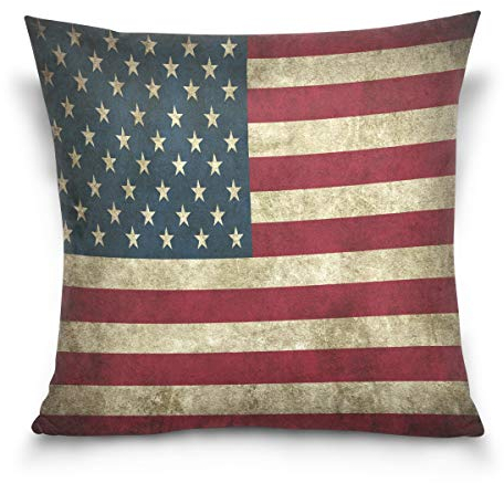 Linomo Kissenbezug 40x40 cm, Jahrgang USA Amerikanisch Flagge Dekorative Kissenbezug Kissenhülle für Couch Sofa Bett Hause