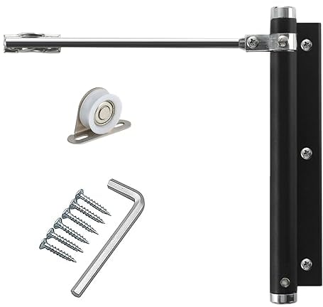 YUOIP® Ferme-Porte à Ressort en Alliage d'aluminium de Porte Closers réglable Facile à installer Dispositif de fermeture automatique 45kg (1 pièce Noir)