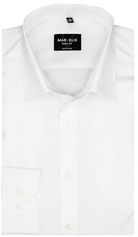 Marvelis Hemd, Weiß, Langarm 64cm, Body Fit, Bügelleicht, New York Kent Kragen, 100% Baumwolle (43)