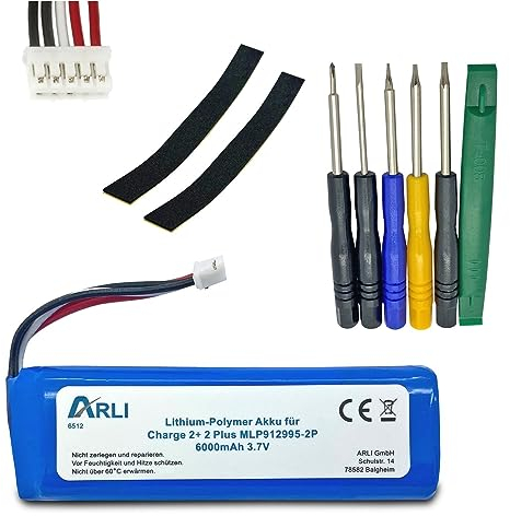 ARLI Ersatz Akku kompatibel für JBL Charge 2+ 2 Plus MLP912995-2P Version 1 / V1 Li-Polymer Batterie 6000 mAh 3,7 V