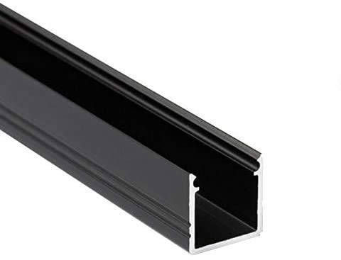 ledomec LED Profil ST10 Aluminium Schwarz für LED Streifen inkl. Abdeckung, für LED Streifen bis 10mm (Schwarz 2m, Matt)