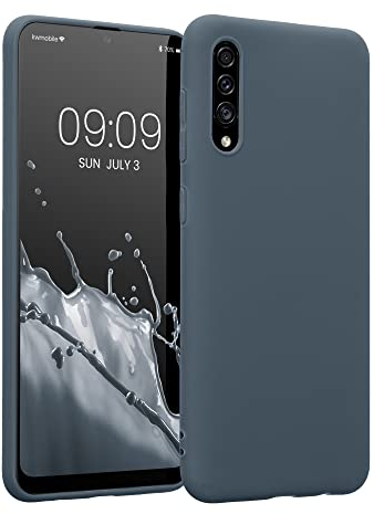kwmobile Hülle kompatibel mit Samsung Galaxy A30s Hülle - weiches TPU Silikon Case - Cover geeignet für kabelloses Laden - Dunkler Schiefer