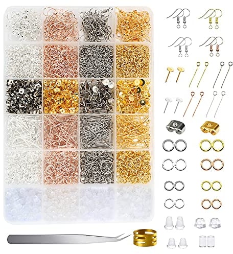 RANJIMA Ohrringe Selber Machen Set, 3600 Stück Schmuck Selber Machen set für die Schmuckherstellung Reparatur von Ohrringen Armband Halskette DIY Anfänger Schmuck Reparatur Kit für Erwachsene