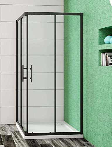 Aica Sanitär Duschkabine Eckeinstieg 80x80cm Duschabtrennung Schiebetür 6mm Nano Glas Dusche 195cm