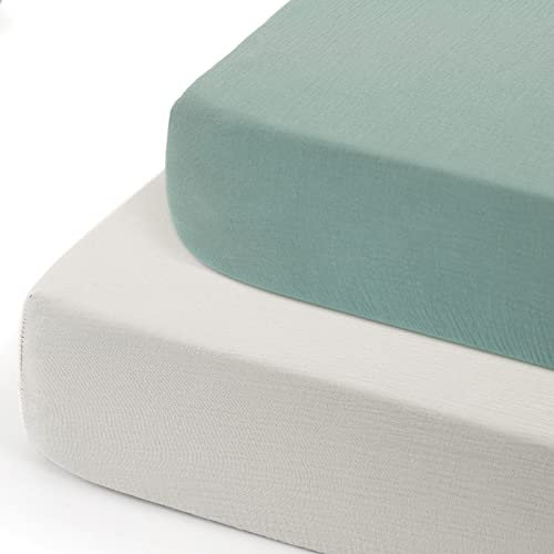 GRSSDER Weiches Musselin-Bettlaken, 2er-Pack, 100 % Baumwolle, für Jungen und Mädchen, passend für Standard-Kinderbettmatratzen 132,1 x 71,1 cm