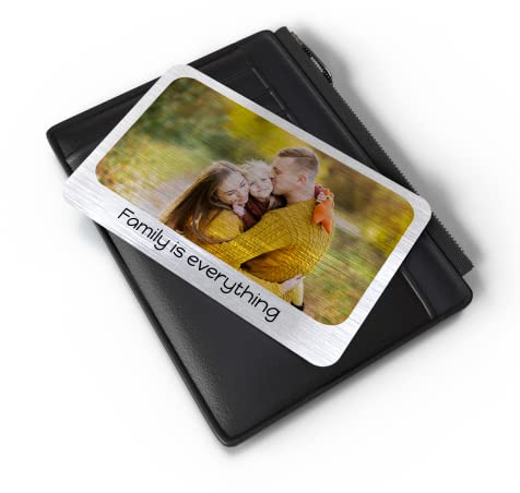 Active Window Films Personalised Aluminium Silver Wallet Photo Insert Card, Metal Photo & Message Waller Purse Card, Sentimental Photo Memory Card Keepsake (Landscape Photo & Text)