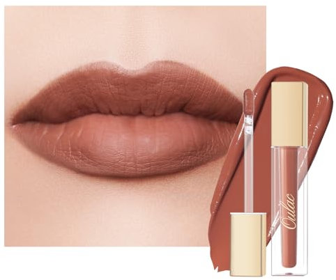Oulac Matte Liquid Lipstick for Women, Brown Orange Tune Highly Pigmented Creamy Matte Lip Gloss,Rich Colour Formula with Vitamin E & Rose Oil, Waterproof, Long Lasting,Vegan (M04)