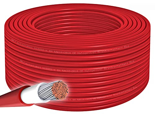 ARLI Solarkabel 100m H1Z2Z2-K 6 mm² Solarleitung rot Erdverlegbare Einzelleitung Photovoltaik Halogenfrei Verlängerungskabel isoliert Solar Kabel Litze Leitung