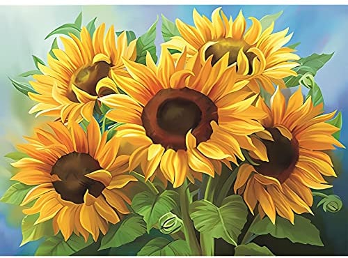 RICUVED Sonnenblume Diamond Painting Bilder, 5D Sonnenblume Diamant Painting Bilder Erwachsene Diamant Malerei Bilder Set Full Drill Blume Diamond Painting Cross Stickerei Malerei Set 30x40cm
