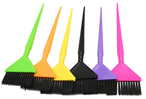 Haarfärbepinsel, 6 Stück, mehrfarbig, mit langem Stiel, für Friseursalons und Zuhause