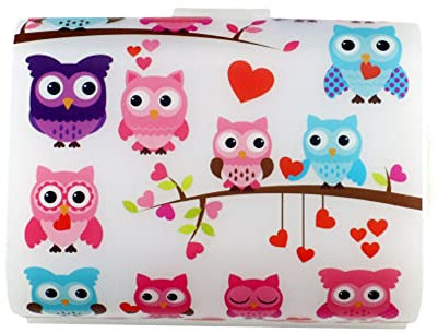 PhiluMo Lunchbox Owls & Hearts - transparent - Brotdose für Kinder - für Jungen & Mädchen - 16 x 12 x 10 cm