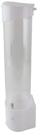 Distributeur de Gobelets en Plastique Mural, ABS et PC, Blanc, Capacité 60-80 Gobelets, 9 x 41,5 cm, avec Couvercle Anti-poussière