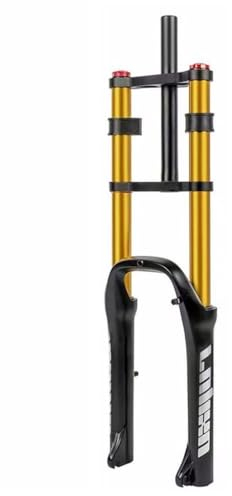 HIMALO 20 Inch Bike Suspension Fork 4.0 Tire Fat Fork Straight Double Shoulder Air Fork Travel 110mm QR 135mm Disc Brake Front Fork Rebound Adjustable (Color : Gold)