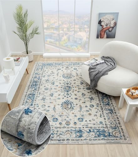 MY-RUG Teppich Ylva 3 rechteckig Beige 290 x 200 cm Badteppich mit kurzem Floor, Kinderteppich oder Schlafzimmer für robuste Anwendung in Beige Grau für Teppiche Gegend