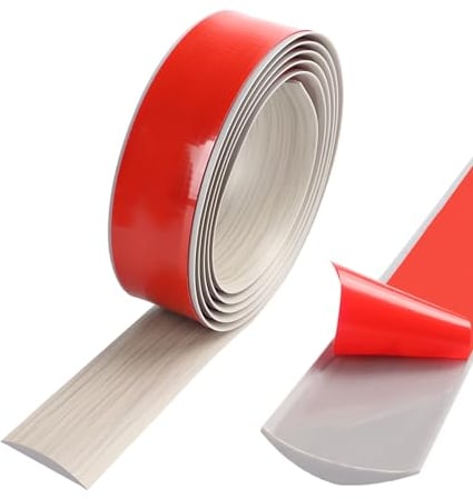 TECDW Tira de Umbral de Autoadhesivo, 4m x 4cm Tiras de Transición de Piso, Tiras de Moldura de Puerta de Alfombra, Tira Borde Suelo, Perfil de Transición de Vinilo para Laminado (Roble Gris)