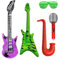 5-Teiliges Aufblasbares Musikinstrumenten-Set, Aufblasbare Party-Requisiten, Aufblasbare Gitarre, Partyzubehör, Rock-Party-Dekorationen, Fotokabinen-Requisiten, Festival-Cosplay
