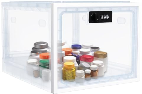 Gekufa Locked Box, Medication Lockable Container Snack Storage Box with Lock for Medicine, Food, Phone, Office Documents storage