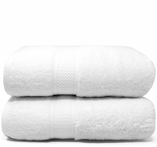 LEBENGOOD Juego de Toallas de Baño 100% Algodón Premium 550gsm | 2 Toallas Grandes (70x130 cm) | Suaves, Absorbentes y Resistentes | Set de Toallas de Ducha para Hogar, Hotel y Gym (2 70X130 Blanco)