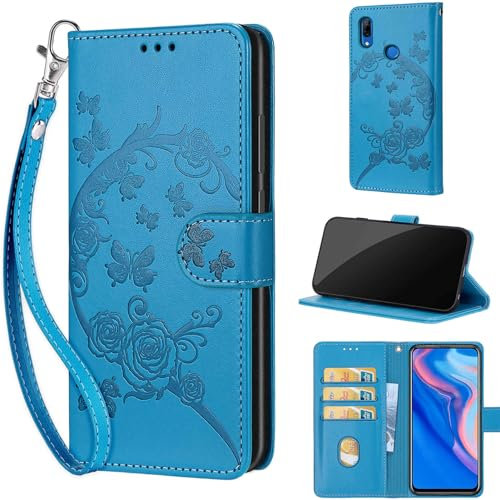 Handyhülle für Huawei P Smart Z / Y9 Prime 2019 Hülle,mit [Kartenfach] [Standfunktion] Stoßfesten Flip Case Klapphülle Hülle für Enjoy 10 Plus/Honor 9X / Honor 9X pro Blau
