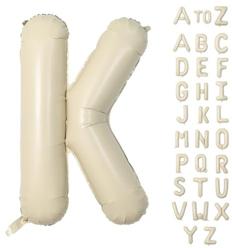 Biapian Buchstaben Ballons XXL, 40 Zoll Große Buchstabe K Folienballon, 101.6CM Beige Buchstaben Luftballon Aluminiumfolie Helium Ballons für Geburtstag Babyparty Hochzeit Jubiläum Dekoration(Creme K)