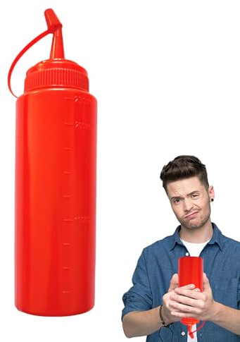 BommFu Fake Senf Streich Ketchup Flasche | Lustige Gefälschte Salatdressing | Falsche Rote Ketchup - Spritzflaschen für Streiche