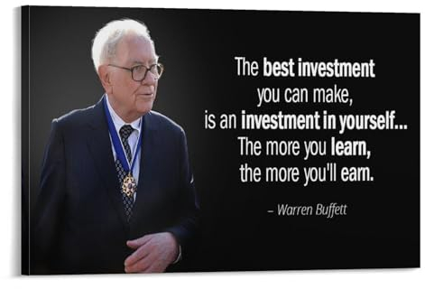 PURRCOCO Warren Buffett Poster mit inspirierendem Satz, Wandkunst, Poster, Drucke, Heimdekoration, Bild, Leinwand, Gemälde, Poster, 60 x 90 cm