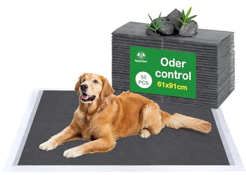 Flying Paws Puppy Pads XL, 60x90 cm Extra Large Super Absorbent Pet Dog Training Pads, Leakproof Pee Pad with Charcoal Odour Control, Ideal for Larger Pets Floor Protection Toilet Pee Mat XL-20