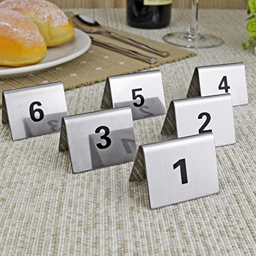 NEZIH Números de Tabla 1-50 O 1-100 Tarjetas de Mesa de Acero Inoxidable-Placa de Mesa de Mesa Apilable para Restaurantes para Señales de Mesa/1 To 50/L:40*W:50Mm