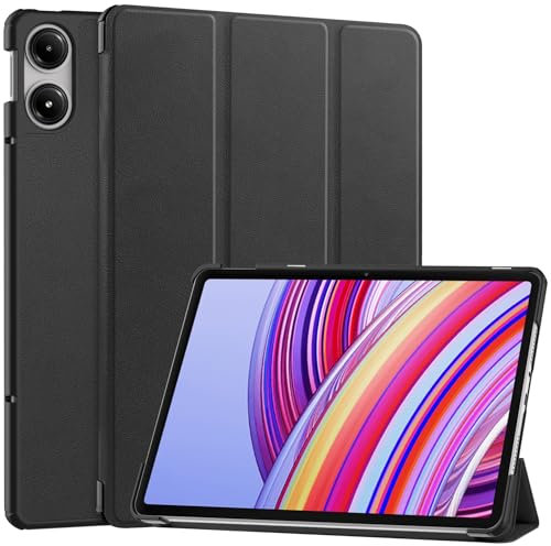 ANKILVAIXY Funda para tablet Xiaomi Redmi Pad Pro de 12.1 pulgadas 2024, soporte delgado de triple pliegue, carcasa trasera suave, encendido y apagado automático, color negro
