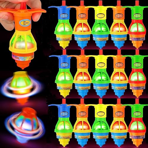 Piucrty Mitgebsel Kindergeburtstag 15Pcs Kreisel Leuchtspielzeug Kleinigkeiten für Kinder Gyroskop Gastgeschenke Party Gadgets Give Aways Mini Led Spielzeug Kleine Grundschule Geschenk Spielkreisel