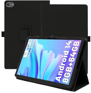 Case for FYMLCPFY C10A Android 14 Tablet 10 Inch 2024 Upgraded Version,Premium Leather Business Folio Stand Cover with Hand Strap for Tablet,Black.