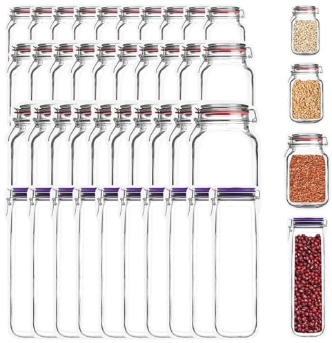 HENGBIRD 40 Stück Aufbewahrungsbeutel für Lebensmittel Wiederverwendbare Lebensmittelbeutel Mason Jar Zip Beutel mit Stehendes Boden Design Gefrierbeutel Küche Beutel für Milch Snacks Fleisch Gemüse