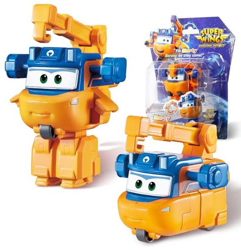 Super Wings Transformations-Flugzeug Marty, ca. 5 cm große Spiel-Figur für Kinder, Spielzeug-Flugzeug und Roboterfigur für Jungen und Mädchen ab 3 Jahren, Orange