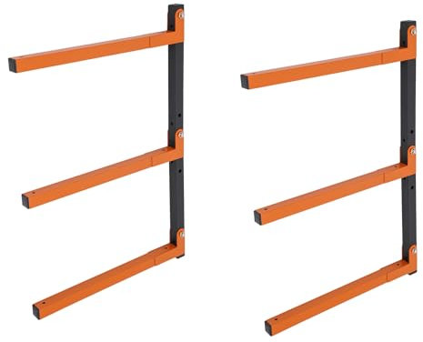 SuhoFutus Wandhalterung Kaminholzregal, Metall Holzregal mit 3 Ebenen, 2*Wandhalterung Holz Organizer Holzlager, Kaminholzregale für den Innen- und Außenbereich, Verstellbare Mittelstange