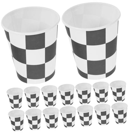 TOPBATHY Lot de 40 Gobelets Jetables en Papier à Carreaux sur Le Thème Des Voitures de Course pour Décorations de Fête de Mariage D'anniversaire 250 Ml