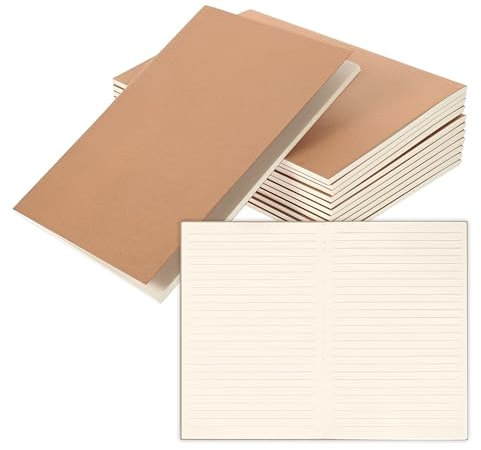 Qobobo 10er Pack Notizbuch, A5 Liniert Seiten Heft, Kraft Cover Notizbuch Softcover, Skizzenbuch, Notizbücher Tagebuch für Erwachsene und Kinder, Notizblock für Büro, Schule
