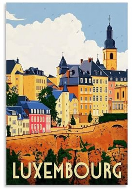 ouweri Vintage-Reiseposter mit Großherzogtum Luxemburg, Kunstdruck, Wandfoto, Farbe, hängendes Bild, Familie, Schlafzimmer, Dekoration, 30 x 45 cm