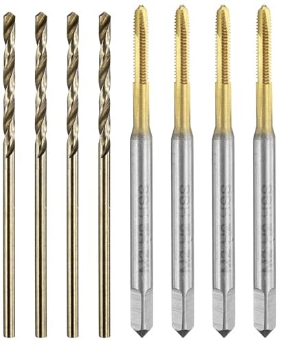 QUARKZMAN 4 Set M2x0,4 Metrische Gewindeschneidbohrer & 1,6 mm Spiralbohrer | Spiralpunktgewindeschneidbohrer Set, Titanbeschichtet/Röstgelb HSS 6542/M35 HSS CO Maschinengewindebohrer