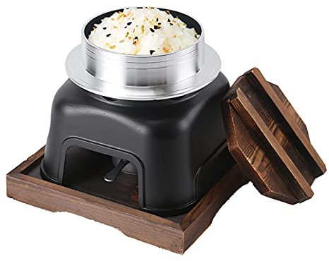 Aluminum Alloy Chafing Dish Set - Japanese Hot Pot with Wooden Lid and Burner Stove,L,