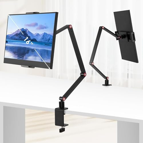 Wangdaqi Soporte para tablet para iPad, soporte portátil para monitor de 15.6 pulgadas, 16 pulgadas, soporte de escritorio con base giratoria de 360°